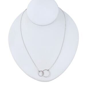 Vintage Sterling Silver 925 2 Circle Mother Daughter Necklace 17"-19"